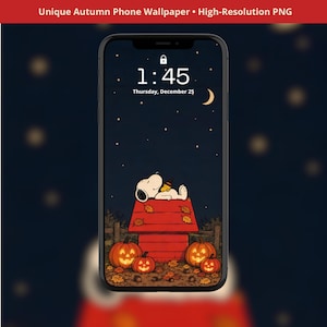 Snoopy Halloween Phone Wallpaper, Cozy Autumn Night Lockscreen Background iPhone Android