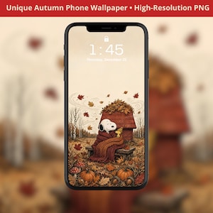 Snoopy Autumn Phone Wallpaper, Cozy Fall Lockscreen Background iPhone Android Screen