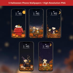 Snoopy Halloween Phone Wallpaper Pack, Spooky Peanuts Lock Screen Background iPhone Android