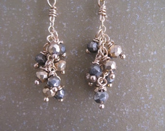 Gold Filled Wire Wrapped Pyrite Earrings