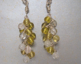 Lemon Quartz & Quartz chandelier earrings