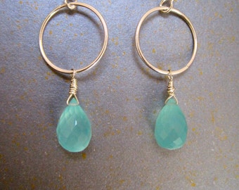 Chalcedony Teardrops & Sterling Silver Earrings