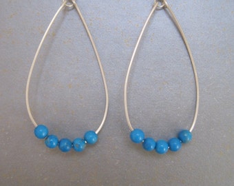 Turquoise and Sterling Silver Teardrop Earrings