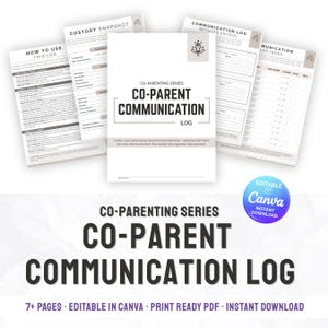 Registro de comunicación entre padres, Rastreador de custodia, Planificador de crianza compartida, Plantilla de documentación imprimible para divorcio, Carpeta organizadora de pruebas judiciales