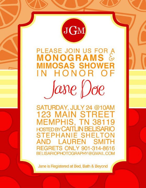 Items similar to Monogram and Mimosas Bridal Shower on Etsy