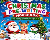 Christmas Pre-Writing Workbook Printable PDF, Preschool Tracing Activities, Holiday Learning Worksheets, Ages 2–5