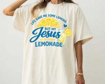 Christian Faith Lemonade T-Shirt Aesthetic Jesus Blessed Graphic Tee Cute Summer Fruit Religious Quote Scripture Women