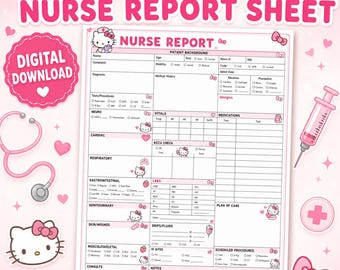 Pink Kitty Report Sheet l Nurse Report Sheet