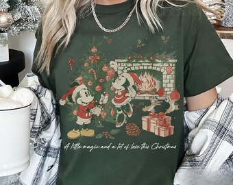 Vintage Disney Christmas Shirt, Mickey and Minnie Christmas Tree, Retro Holiday Couple Tee, Disneyland Family Sweatshirt, WDW Party 2025