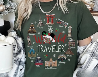 Disney World Traveler Christmas Shirt, Epcot World Showcase Tee, Drink And Snack Around The World, Disney Parks Holiday Tee, Disney Vacation
