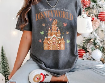 Disney World Castle Gingerbread Christmas Tee, Gingerbread Castle Tee, The Most Magical Place on Earth Christmas Shirt, WDW Christmas Shirt