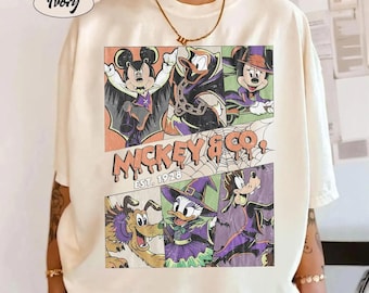 Vintage Disney Halloween Tee, Mickey and Friends Boo Crew Graphic, Spooky Character Apparel, Family Vacation Outfit