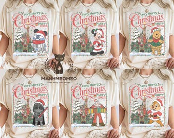 Disney Very Merry Christmas Party 2025 Shirt, Disney All Characters Xmas Tees, Disneyland Holiday, Disney Family Holiday Trip Sweatshirt