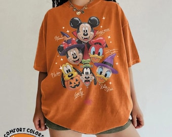 Mickey and Friends Halloween Tee, Family Vacation Outfit, Spooky Season Graphic, Comfort Colors Garment Dyed Apparel