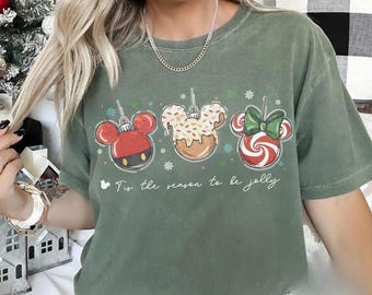 Mickey Christmas Treats Comfort Colors Shirt, Disney Holiday Snacks Tee, Tis The Season To Be Jolly Shirt, Cute Disney Christmas Outfit