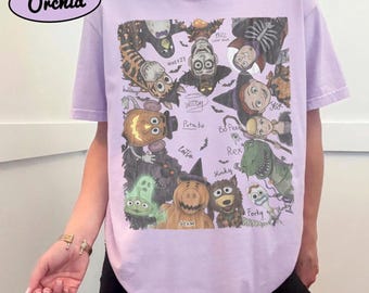 Toy Story Halloween Comfort Tee, Spooky Character Graphic Top, Disney Family Trip Outfit, Cute Fall Gift Idea