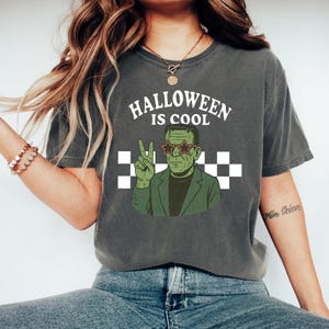 Halloween is Cool Shirt, Retro Halloween Tee, Simple Spooky Season Shirt, Frankenstein Graphic Tee, Vintage Horror Movie Shirt, Cute Fall