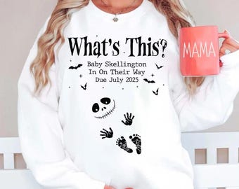Custom Disney Pregnancy Announcement Baby Skellington is on Their Way T-Shirt, Nightmare Before Christmas Pregnant Shirt, Gift for New Mom