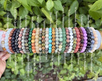 Gift for Women Men Spiritual Charm Handmade Crystal Beaded Bracelet Natural Gemstone Stretch Wrist Jewelry Minimalist Everyday Wear