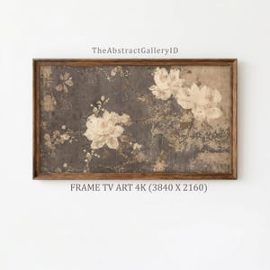 Antique Moody Floral Painting Frame TV Art | Neutral Japandi Peony Wabi Sabi Branch | Earthy Beige Muted Minimalist Samsung Instant Download
