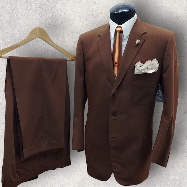 1960's Brown Iridescent 2 Piece Suit 42L by Ahlstone Dapper Dandy