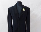 Late 1800 39 s Early 1900 39 s Black Muted Chalk Stripe Dress Overcoat Size M Dapper Dandy Edwardian Victorian