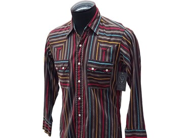 Vintage 1940's/1950's Western Beau Brummel Long Sleeve Shirt Size S Rodeo Cowboy Ranchwear