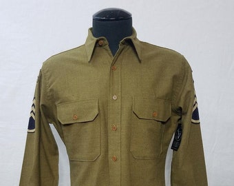 Vintage WWII U.S. Army Military Shirt Size S