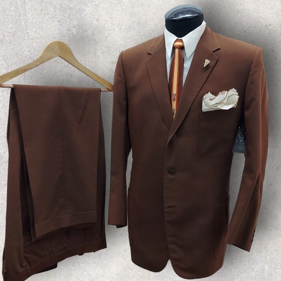 1960's Brown Iridescent 2 Piece Suit 42L by Ahlst… - image 1