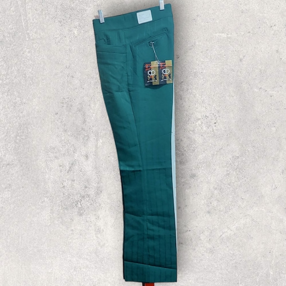 Vintage 1970's NOS Green Flared Slacks Waist: 34 … - image 2