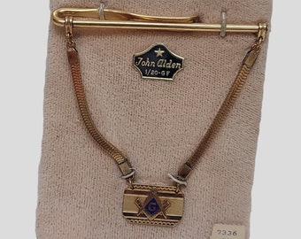 Vintage 1940's/50's Masonic Tie Clip by John Alden  Freemasonry Masons