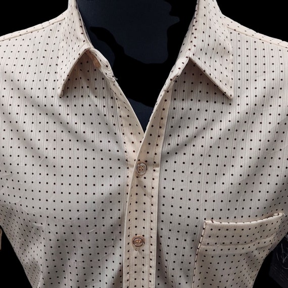 1970's NOS Shirt by Joel Creme with Brown Dots Si… - image 6