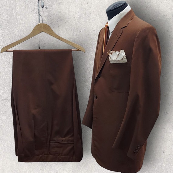 1960's Brown Iridescent 2 Piece Suit 42L by Ahlst… - image 3
