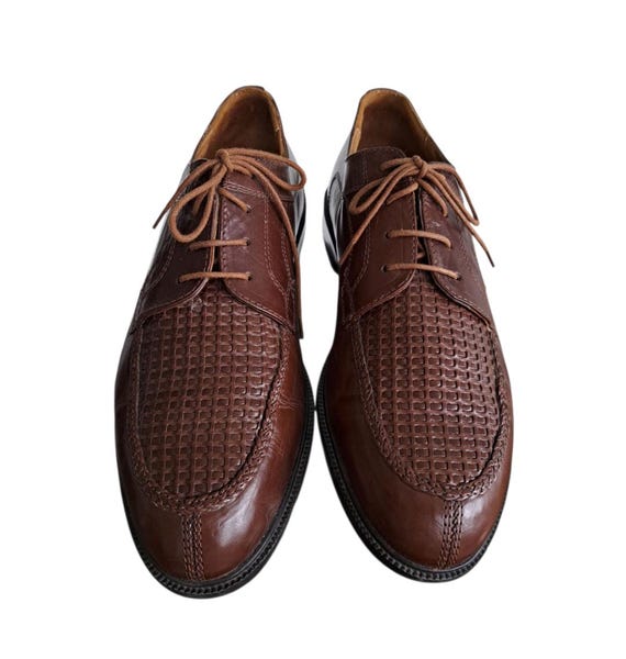 Stanley Blacker Split Toe Faux Weave Brown Leather Shoes Sz  display picture 3
