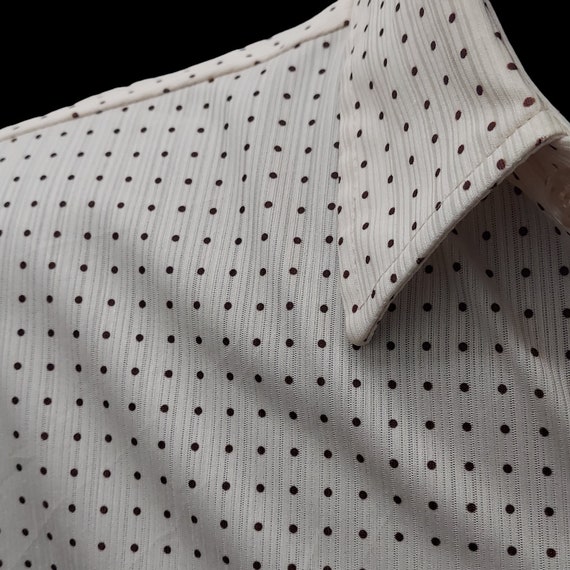 1970's NOS Shirt by Joel Creme with Brown Dots Si… - image 5