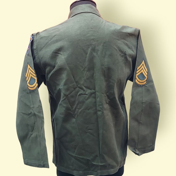 Vintage 1960's Green Army Field Shirt Original US… - image 4