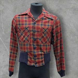 1970&#39;s Plaid Ribbed Waist Shirt by Tobias Tops Mod
