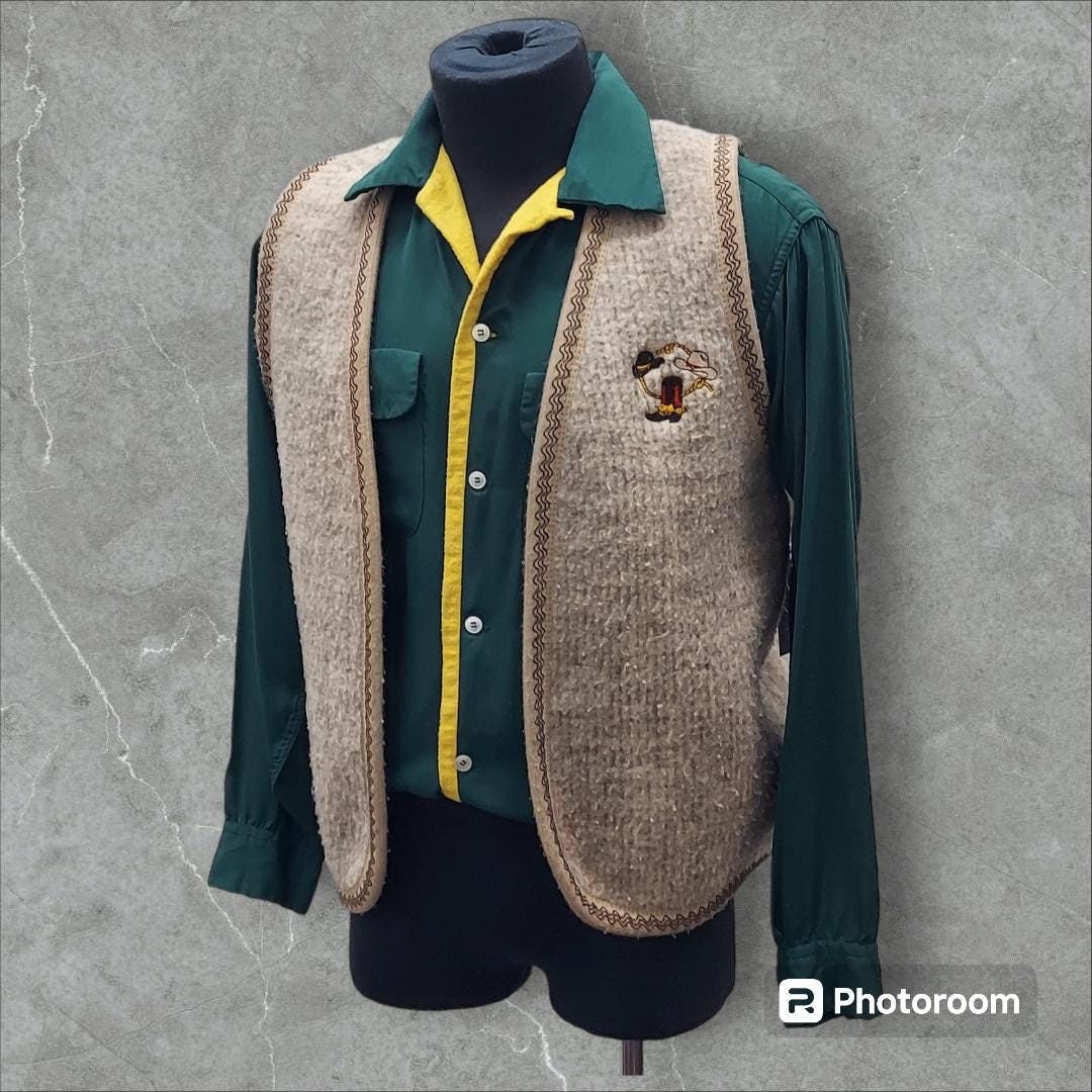 1920〜40's vintage solide wool vest BK Vintage Wool Vest - Etsy