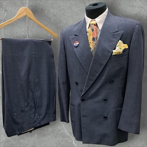 Vintage 1940&#39;s Blue Wool 3x2 DB Suit Size M Swing Dapper Deco Dandy