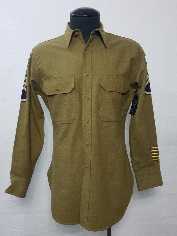 Vintage WWII U.S. Army Military Shirt Size S - image 1