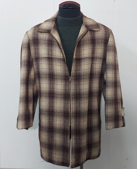 1940's Vintage Brown Plaid Wool Jacket 