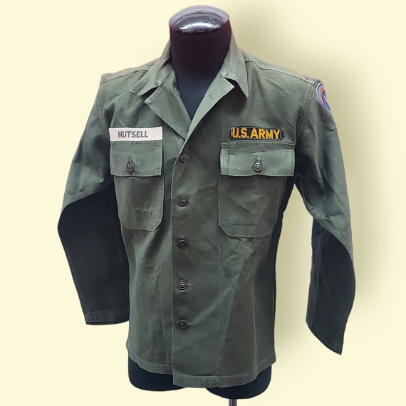 Vintage 1960's Green Army Field Shirt Original US… - image 1