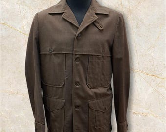 Jaqueta vintage verde oliva escuro, uniforme do serviço florestal, tamanho M, anos 1930/40