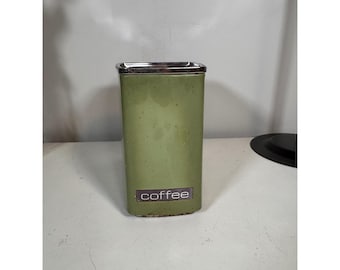 Vintage Lincoln BeautyWare Avocado Green Coffee Canister Chrome Lid Mid Century