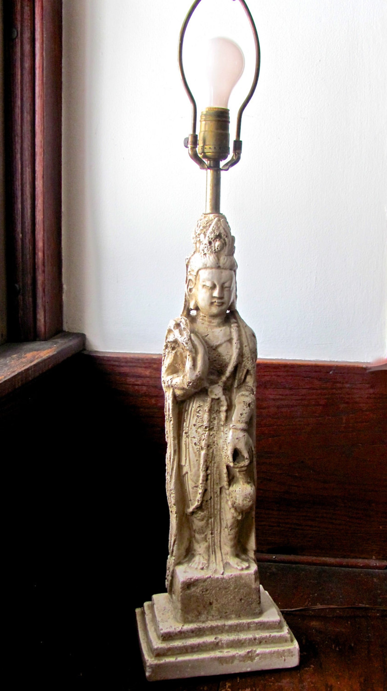 Chinese Statue Lamp Guanyin Goddhess Chinoiserie Vintage Etsy