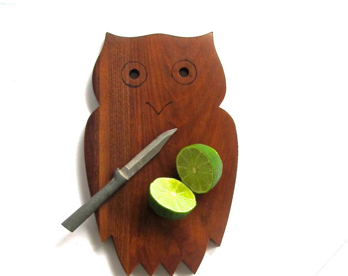Owl Cutting Board Walnut Hardwood Excellent Vintage Etsy