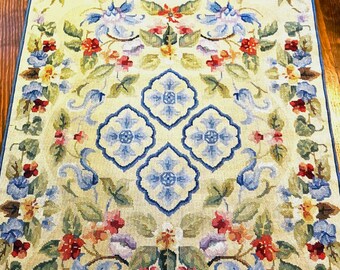 Floral Tapestry Rug Runners, Two  Matching Handmade Rugs, Delicate, Feminine, Never Used, 10 ft by 30 inches, Make an Offer!