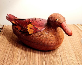 Rare Vintage Chinese Duck Basket, Beautifully Handcrafted, Excellent Condition,  For the Collector, Life Size,