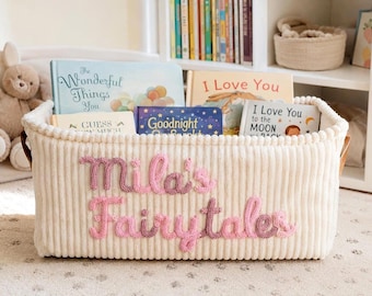 Storytime Basket for Baby, Just One More Story, Baby Shower Gifts, Book Basket, Baby book Organizer, Kids Book Storage, Nursery Storage