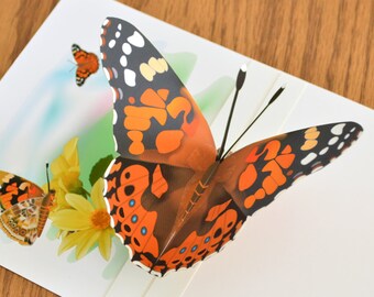 3D Painted Lady Butterfly Pop up Card Any occasion Card